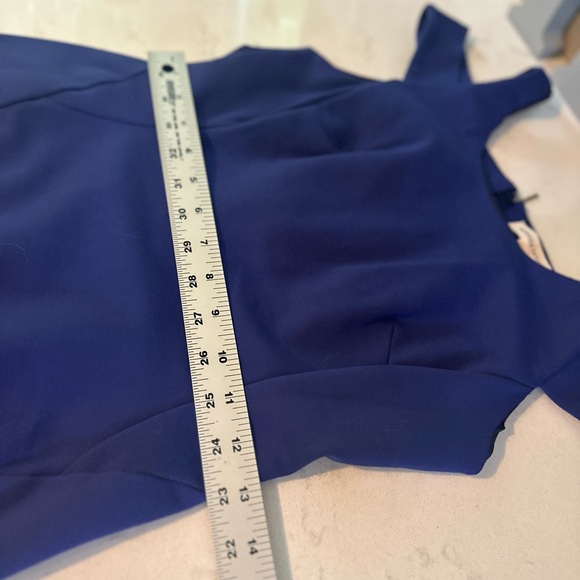 EUC $325 Rebecca Taylor Ponte Knit Off Shoulder Blue Dress Size 2 - Picture 14 of 15